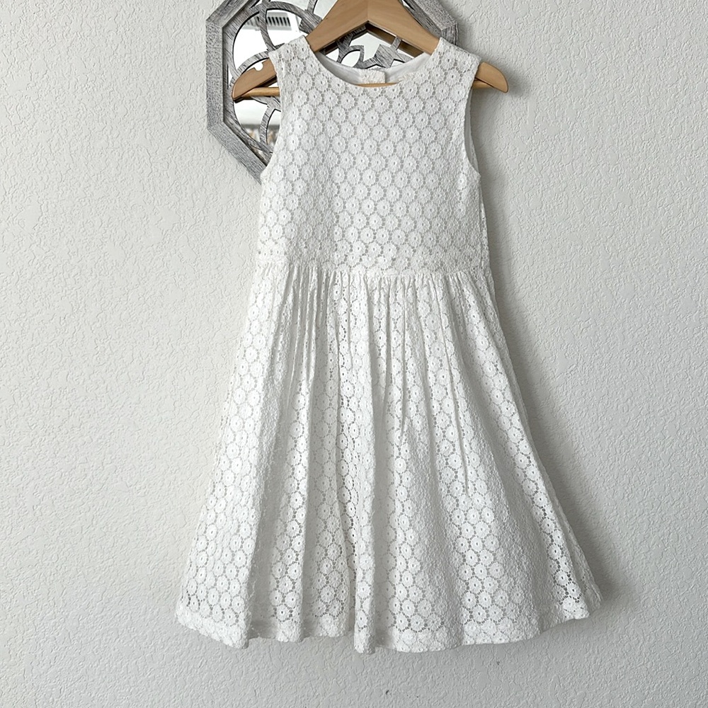Crazy 8 • Girls White Floral Lace Fit & Flare Dress Sleeveless Party